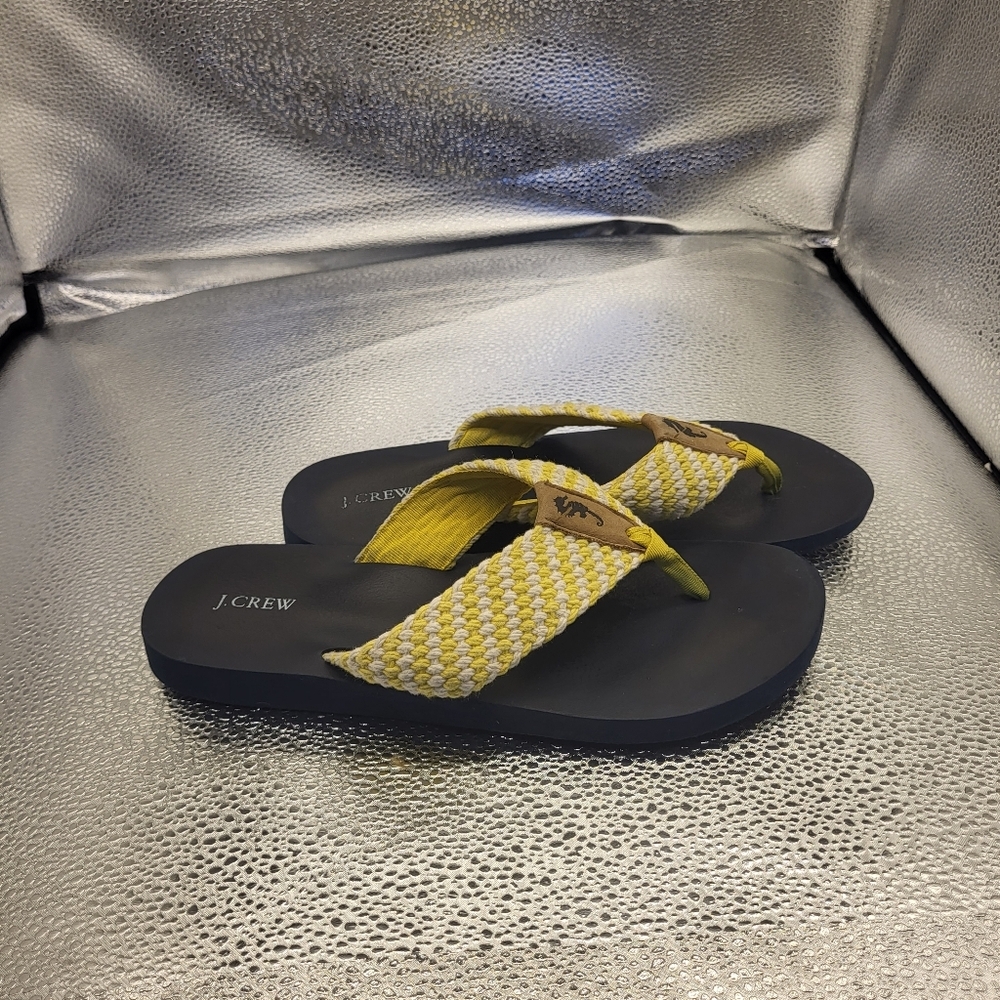 J.Crew Flip Flops, Yellow/White, Crochet Designs,‎ Spring , Summer/Fall  9.5